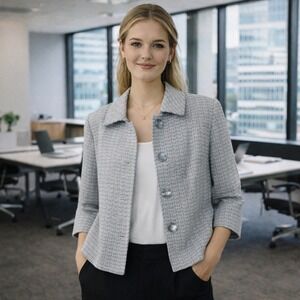 Kim Rogers Blazer Jacket Blue Office Career Classic Size 10